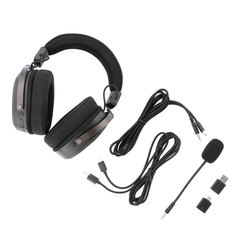 Redragon FURY WRS H831 juodos belaidės žaidimų ausinės su mikrofonu