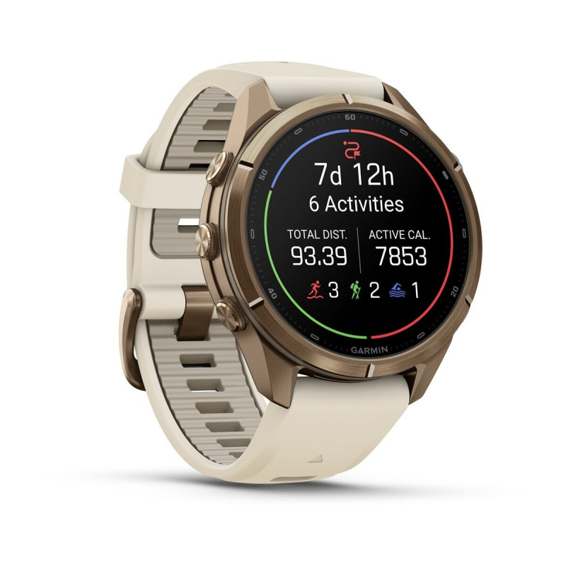 Garmin Fenix 9 Pro 010-04335-26 išmanusis laikrodis, 43 mm, Autumn Gold spalvos titanas, kreminis / pilkas silikoninis dirželis