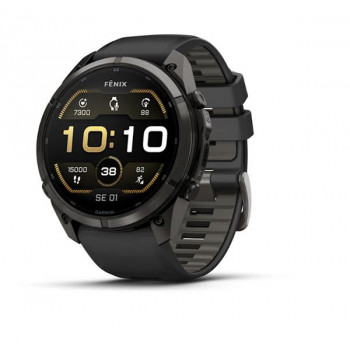 Garmin Fenix 9 Pro 010-04337-16 išmanusis laikrodis, 51 mm, Carbon Gray DLC titano korpusas, juodas / pilkas silikoninis dirželis