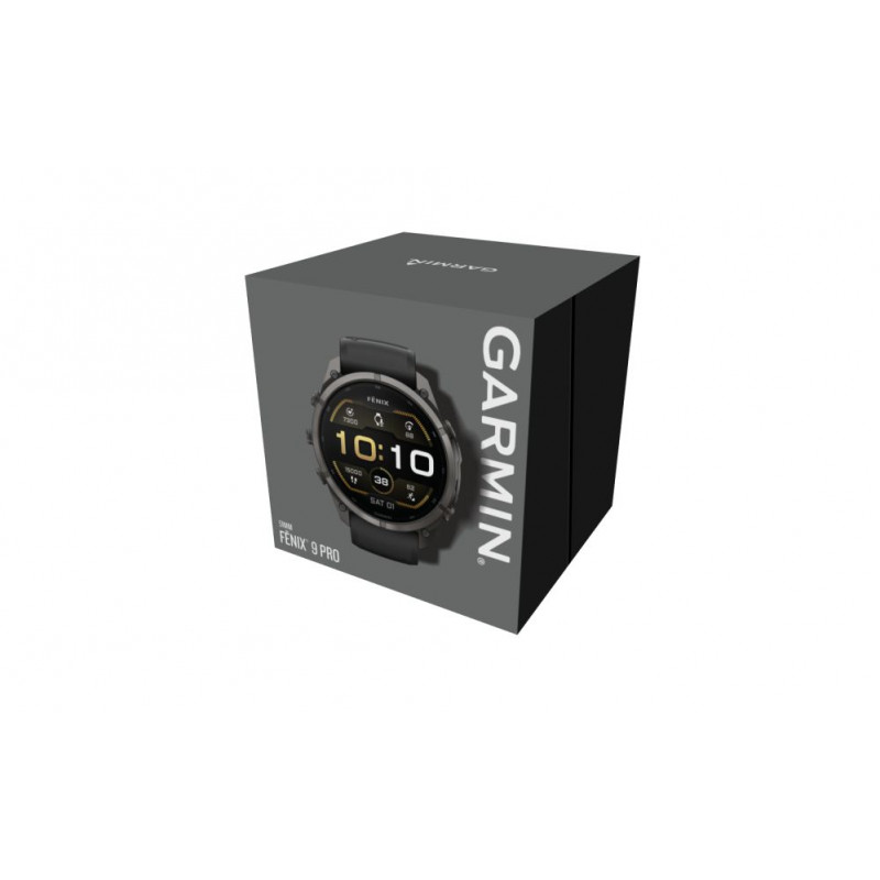 Garmin Fenix 9 Pro 010-04337-16 išmanusis laikrodis, 51 mm, Carbon Gray DLC titano korpusas, juodas / pilkas silikoninis dirželis