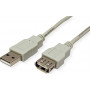 Secomp STANDARD USB 2.0 ilgintuvas, A–A tipo, kištukas/lizdas, smėlio spalvos, 3 m