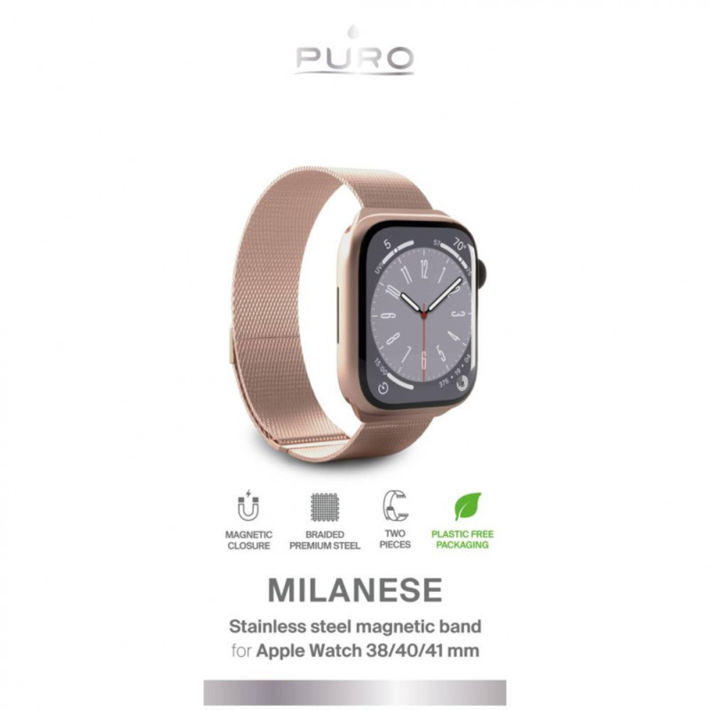 Puro Milanese PUMILAW40ROSE nerūdijančio plieno dirželis Apple Watch 38/40/41 mm, rožinis