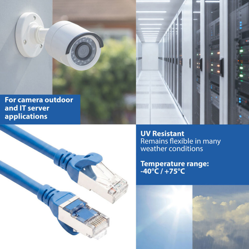 ACT FC2603 mėlynas S/FTP CAT6A tinklo jungiamasis kabelis, 3 m, TPE, itin lankstus, nesikabinantis