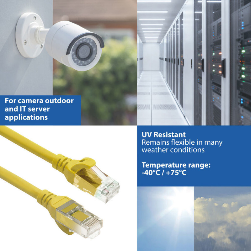 ACT FC1801 U/UTP CAT6A TPE itin lankstus tinklo kabelis su RJ45 kištukais, 1 m, geltonas