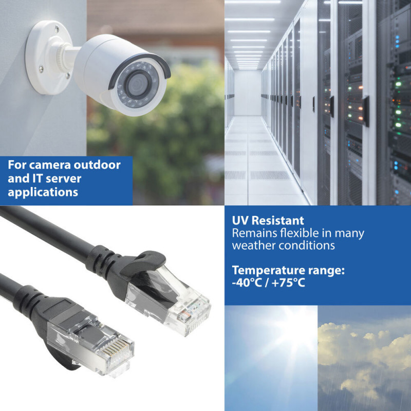ACT FC1903 U/UTP CAT6A TPE itin lankstus tinklo kabelis su RJ45 kištukais, 3 m, juodas