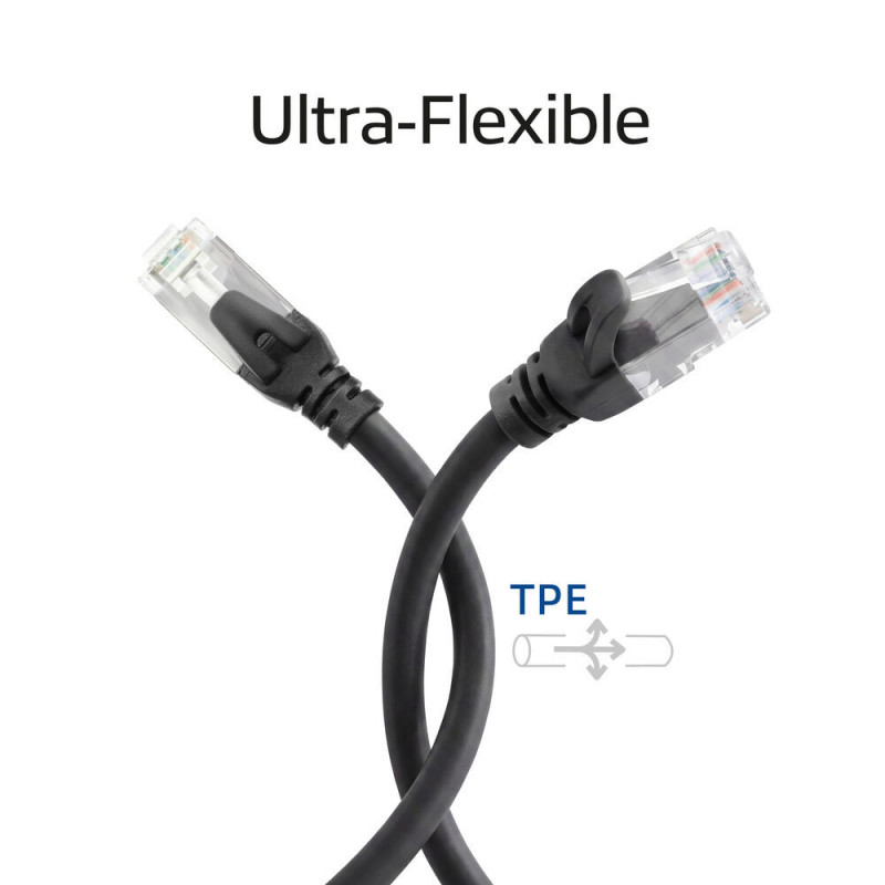 ACT FC1910 U/UTP CAT6A TPE itin lankstus tinklo kabelis su RJ45 kištukais, 10 m, juodas