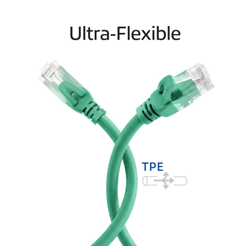 ACT FC1707 žalias U/UTP CAT6A tinklo kabelis, TPE, itin lankstus, RJ45, 7 m