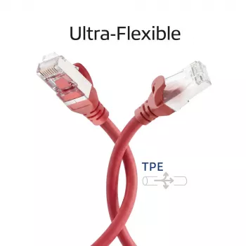 ACT FC2500 S/FTP CAT6A tinklo jungiamasis kabelis, 0,5 m, raudonas