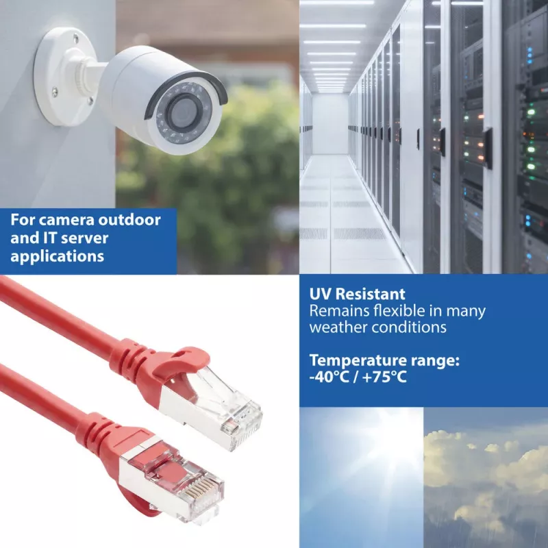 ACT FC2500 S/FTP CAT6A tinklo jungiamasis kabelis, 0,5 m, raudonas