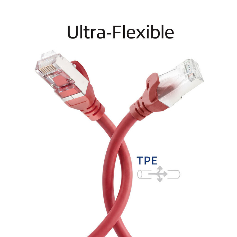 ACT FC2507 S/FTP CAT6A tinklo jungiamasis kabelis, 7 m, raudonas