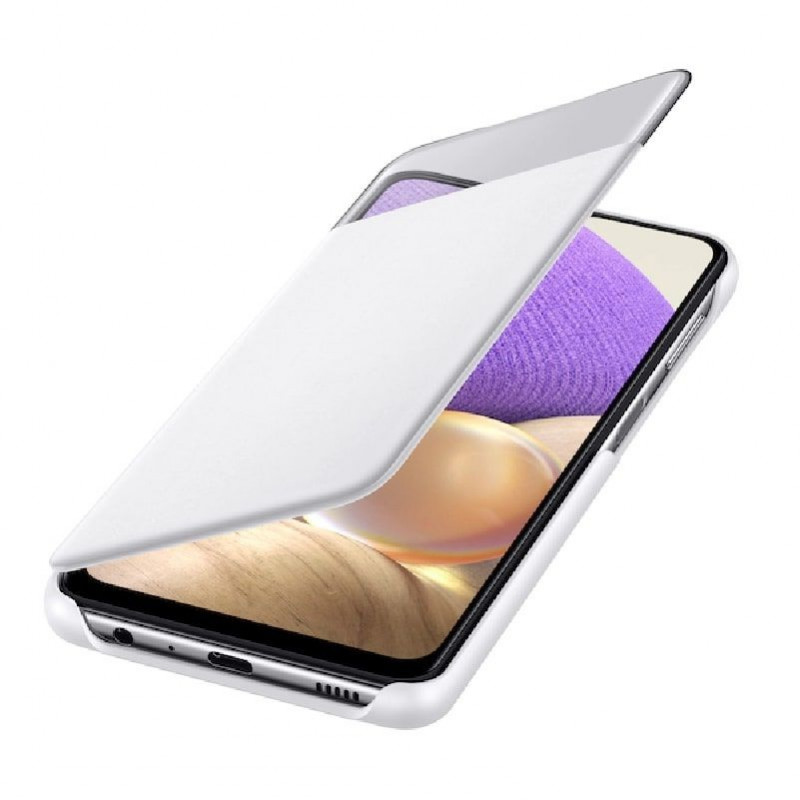 Samsung Smart S View Wallet Cover dėklas, skirtas Galaxy A32 5G, baltas