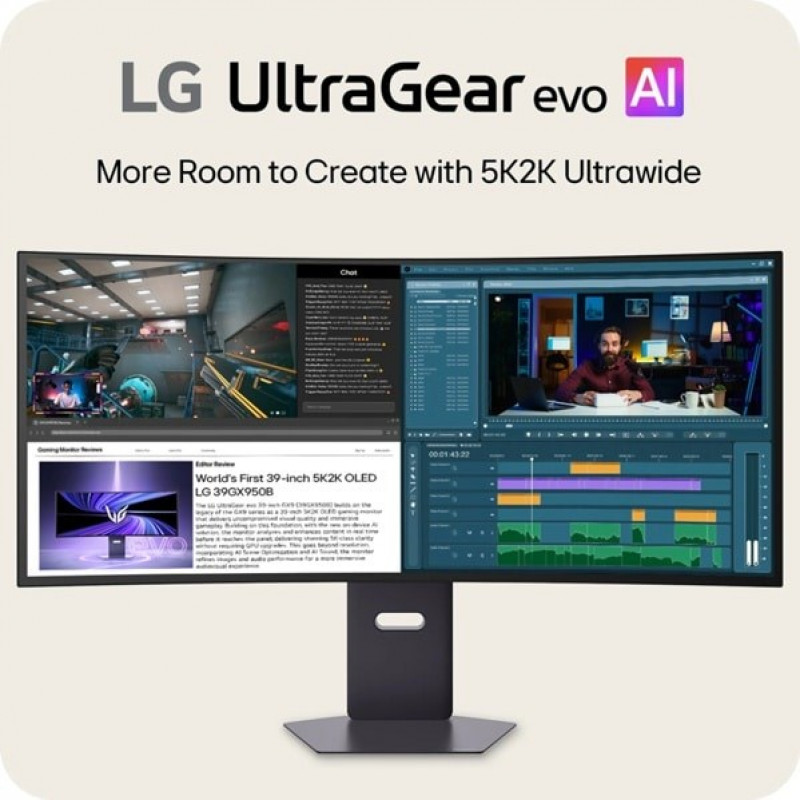 LG UltraGear evo GX9 Tandem OLED 39GX950B-B kompiuterio monitorius