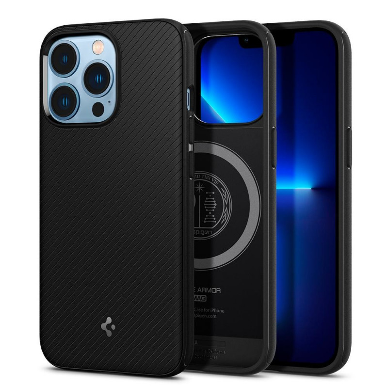 Spigen Mag Armor SPN1735BLK dėklas Apple iPhone 13 Pro telefonui, MagSafe, matinis juodas