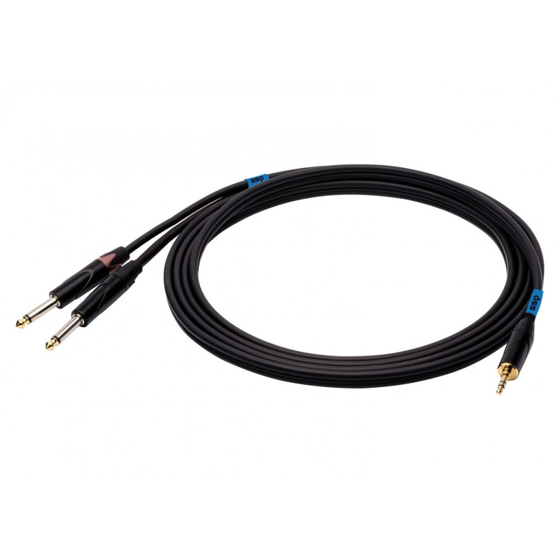 SSQ MIJM3 SS-1815 audio kabelis 3 m, 3,5 mm stereo Jack – 2x 6,3 mm mono Jack, juodas