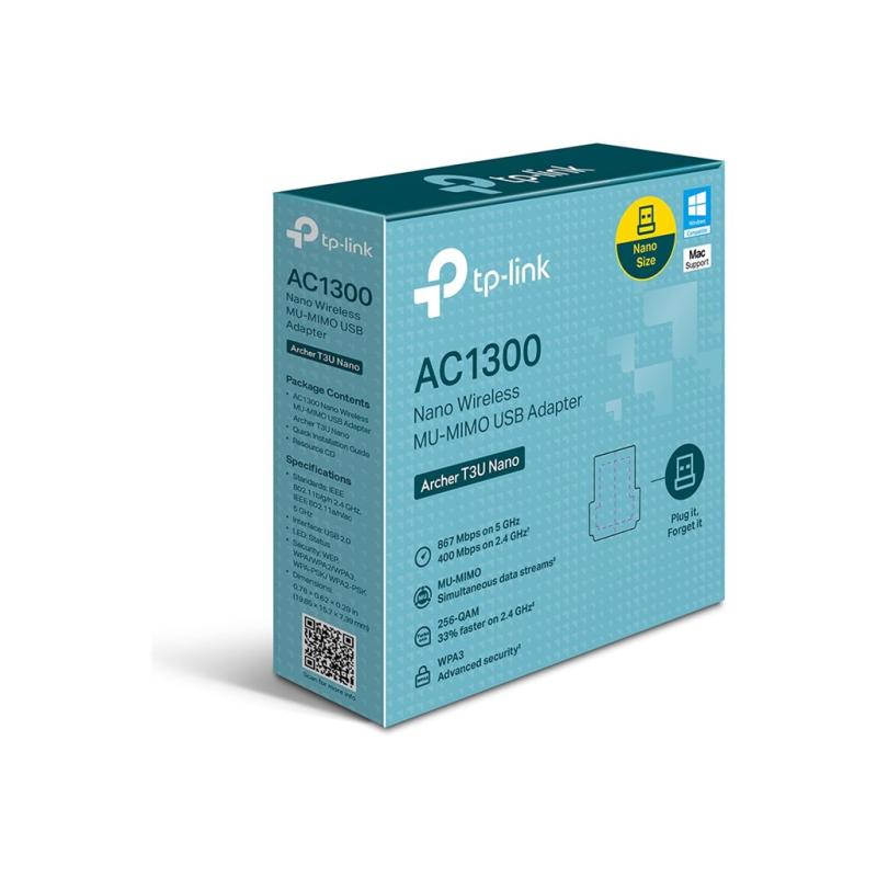 TP-Link Archer T3U Nano V1.4 – USB Wi-Fi adapteris, AC1300