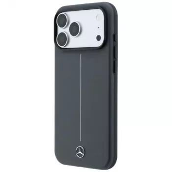 Mercedes Mer008907 Leather Semi Wrap with Iconic Line dėklas su MagSafe iPhone 18 Pro / 17 Pro telefonams, antracito spalvos