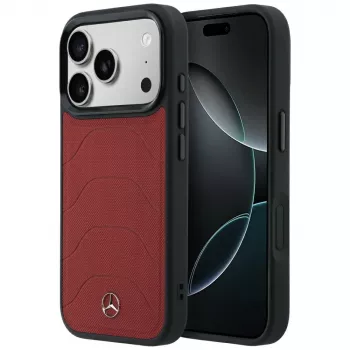 Mercedes Mer008874 Leather Mesh with Bow Line MagSafe telefono dėklas, skirtas iPhone 18 Pro Max / 17 Pro Max, bordo