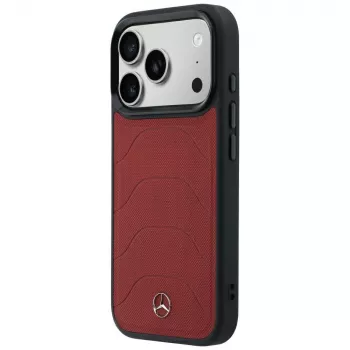 Mercedes Mer008874 Leather Mesh with Bow Line MagSafe telefono dėklas, skirtas iPhone 18 Pro Max / 17 Pro Max, bordo