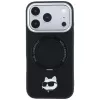 Karl Lagerfeld KF003216 Ring Stand 360 Choupette Head Pin MagSafe telefono dėklas, skirtas iPhone 18 Pro Max / 17 Pro Max, juodas