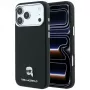 Karl Lagerfeld KF003263 Grained Karl Head Metal MagSafe telefono dėklas, skirtas iPhone 18 Pro / 17 Pro, juodas