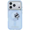 Karl Lagerfeld Peekaboo Logo MagSafe apsauginis dėklas iPhone 18 Pro / 17 Pro telefonams, šviesiai mėlynas