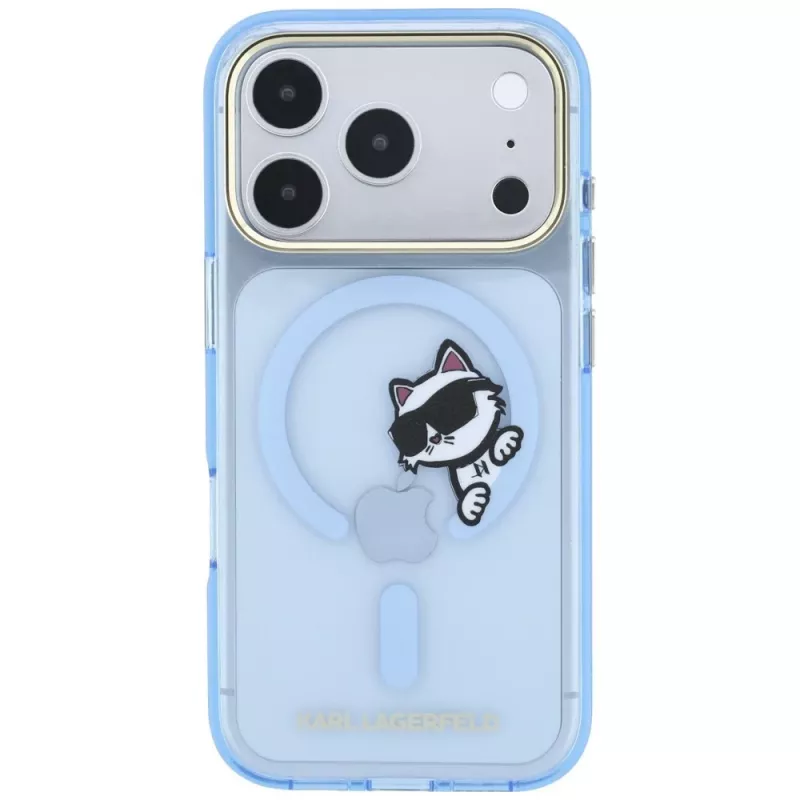 Karl Lagerfeld Peekaboo Logo MagSafe apsauginis dėklas iPhone 18 Pro / 17 Pro telefonams, šviesiai mėlynas