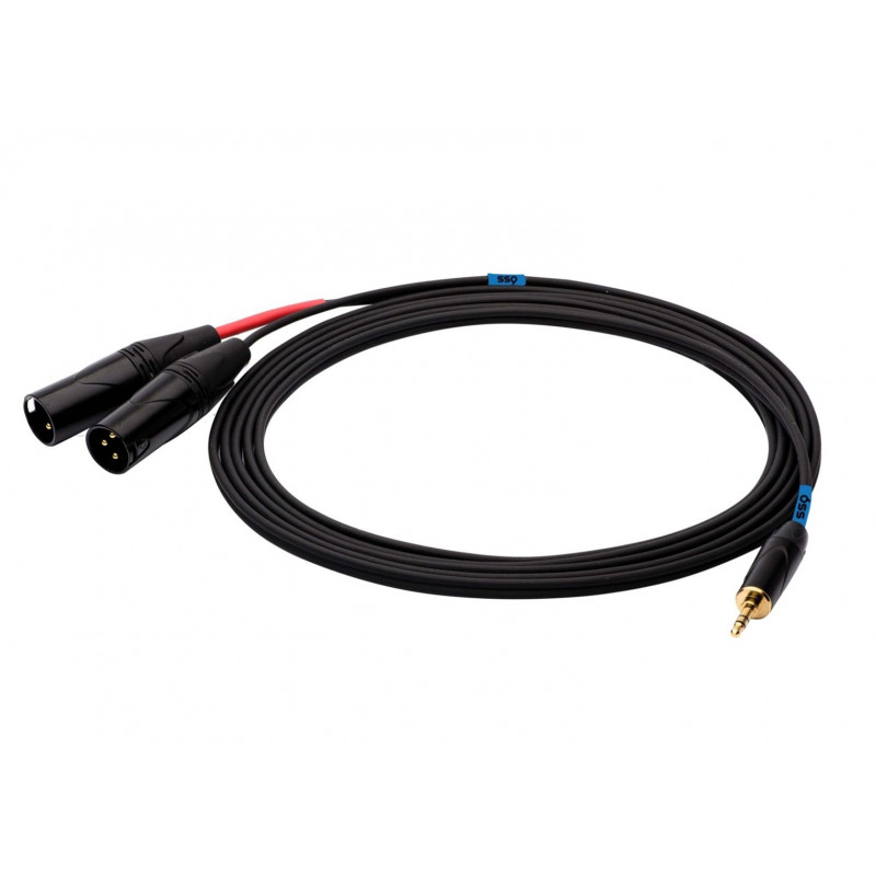 SSQ MIXLR1 SS-1816 garso kabelis su 3,5 mm stereo jack ir 2x XLR jungtimis, 1 m, juodas