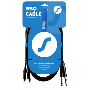 SSQ RCAJM1 SS-1427 audio laidas, 2x RCA – 2x 6,3 mm mono kištukai, 1 m, juodas