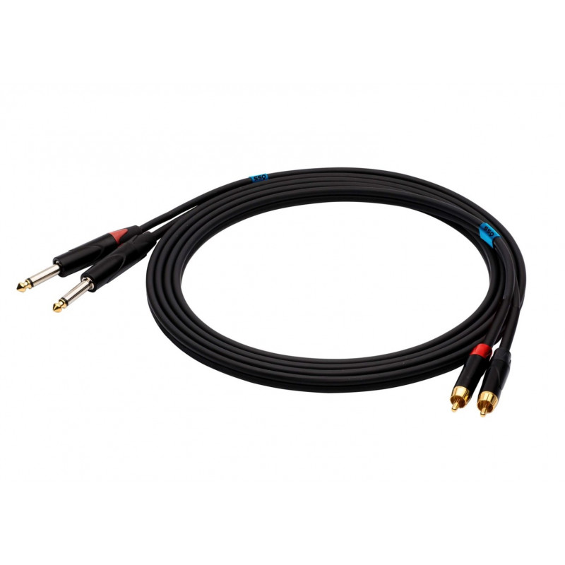 SSQ RCAJM1 SS-1427 audio laidas, 2x RCA – 2x 6,3 mm mono kištukai, 1 m, juodas
