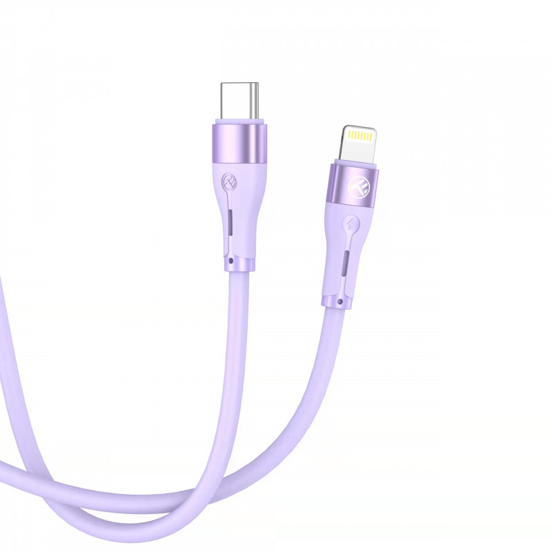 Tellur silikoninis laidas Type-C į Lightning, PD 30 W, 1 m, purpurinis