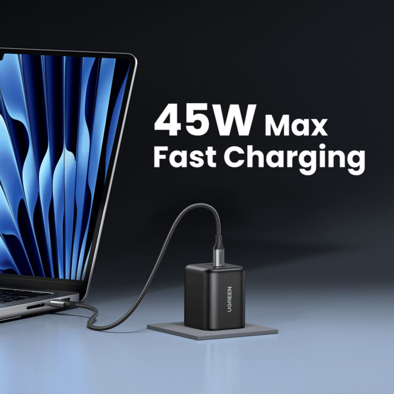 Ugreen X526 kroviklis 45 W, 2 x USB-C, GaN, juodos spalvos
