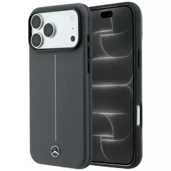 Mercedes Leather Semi Wrap with Iconic Line MagSafe dėklas telefonui iPhone 18 Pro Max / 17 Pro Max, antracito