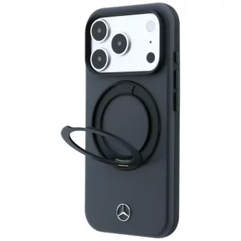 Mercedes Leather with Ring Stand MagSafe dėklas su žiedu-stovu telefonui iPhone 18 Pro Max / 17 Pro Max, antracito