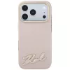 Karl Lagerfeld Grained with Resin Signature Logo dėklas iPhone 18 Pro Max / 17 Pro Max telefonams su MagSafe, rožinis