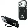 Karl Lagerfeld Ring Stand 360 Karl & Choupette Heads Pin dėklas iPhone 18 Pro / 17 Pro telefonams su MagSafe, juodas