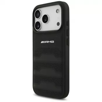 Mercedes AMG Leather Debossed Lines Logo dėklas, skirtas iPhone 18 Pro / 17 Pro, juodas