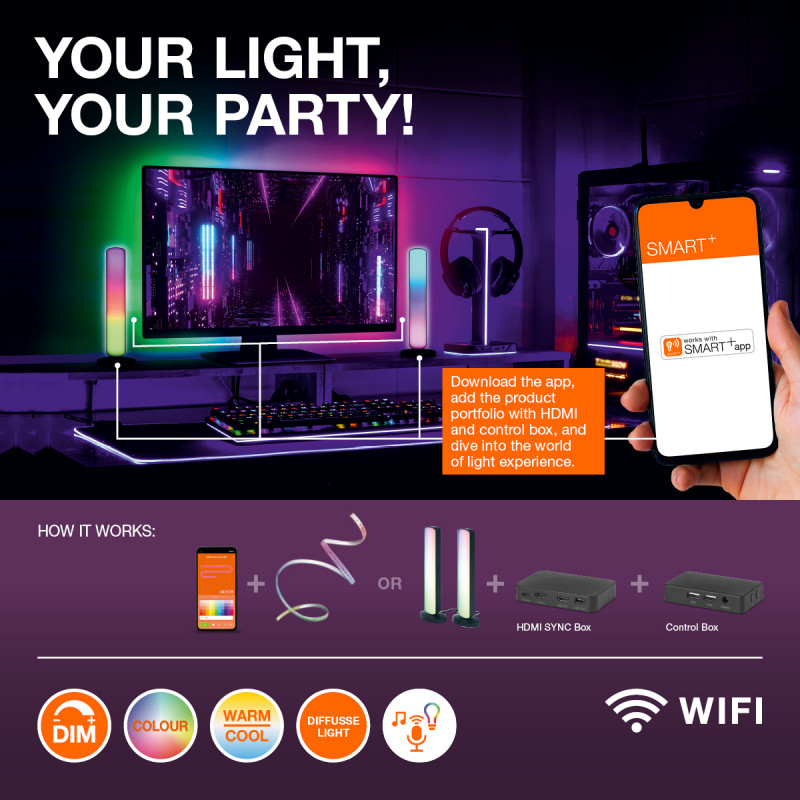 Osram SMART+ WiFi Planon Magic Panel 450x450 mm išmanusis šviesos panelis, RGB+TW, pritemdomas, 24 W, baltos spalvos