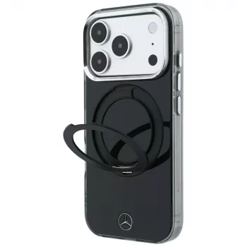 Mercedes Ring Stand Iconic Logo MagSafe telefono dėklas iPhone 18 Pro Max / 17 Pro Max, juodas
