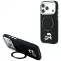Karl Lagerfeld Ring Stand 360 Karl & Choupette Heads Pin MagSafe telefono dėklas iPhone 18 Pro Max / 17 Pro Max, juodas