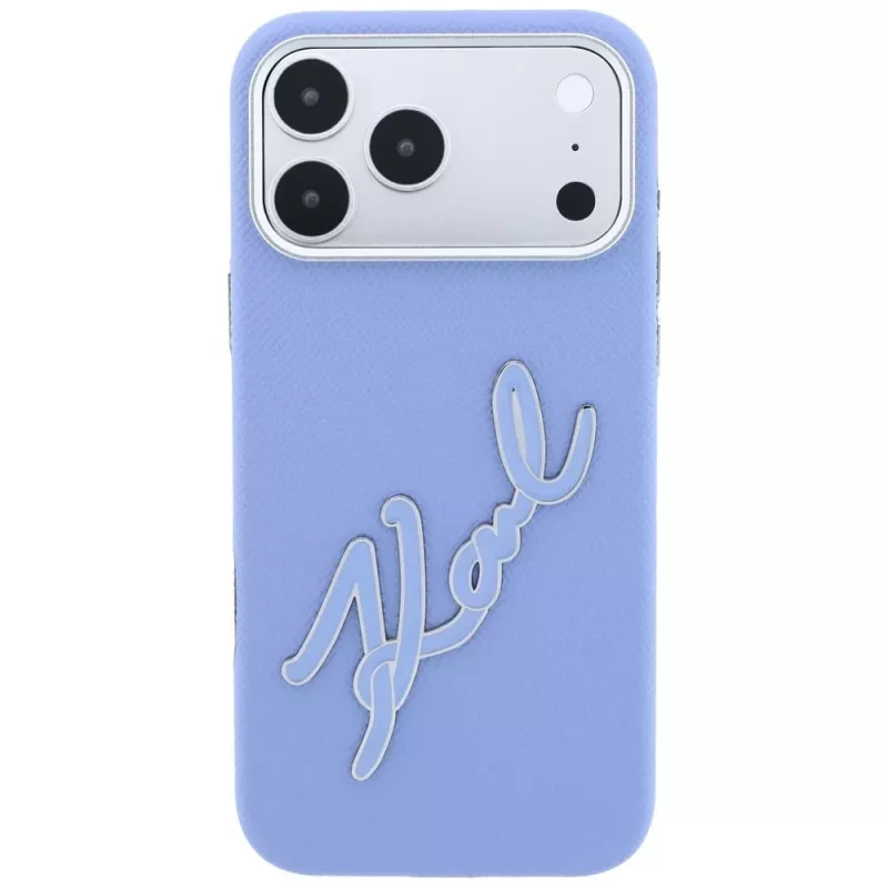 Karl Lagerfeld Smooth Big Resin Signature Logo telefono dėklas iPhone 18 Pro Max / 17 Pro Max, mėlynas