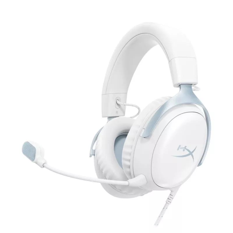 HyperX Cloud III žaidimų ausinės su mikrofonu, baltos-mėlynos, DF7F1AA