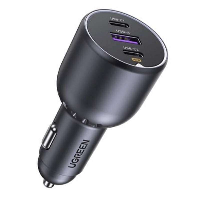 Ugreen EC705 įkroviklis automobiliui, USB + 2x USB-C, 130 W, su 1 m 5 A kabeliu