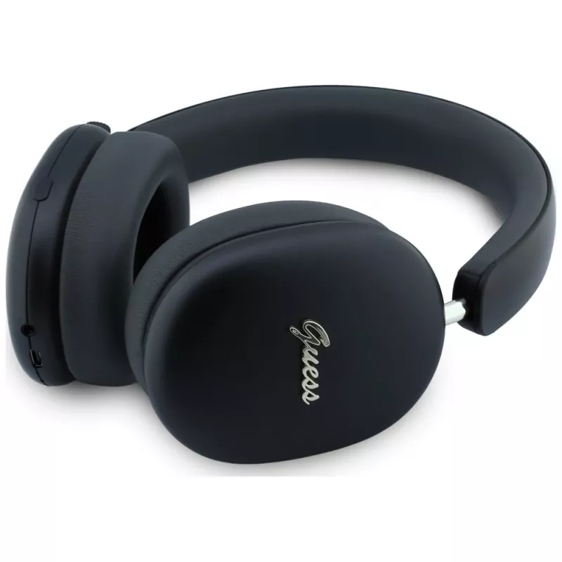 Guess GUE005823 Bluetooth ausinės, uždedamos ant ausų, Metallic Effect Metal Script Logo, ENC, juodos