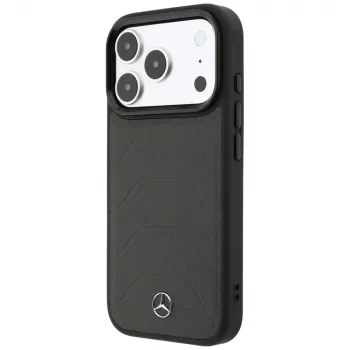 Mercedes Mer008914 telefono dėklas iPhone 18 Pro Max / 17 Pro Max, Leather Mesh with Bow Line, MagSafe, antracitinis