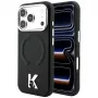 Karl Lagerfeld KF003257 Grained Embossed Ring & Kameo Logo MagSafe telefono dėklas iPhone 18 Pro / 17 Pro, juodos spalvos