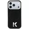 Karl Lagerfeld KF003257 Grained Embossed Ring & Kameo Logo MagSafe telefono dėklas iPhone 18 Pro / 17 Pro, juodos spalvos