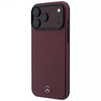 Mercedes Mer008834 Leather Semi Wrap Iconic Line MagSafe telefono dėklas iPhone 18 Pro / 17 Pro, bordo