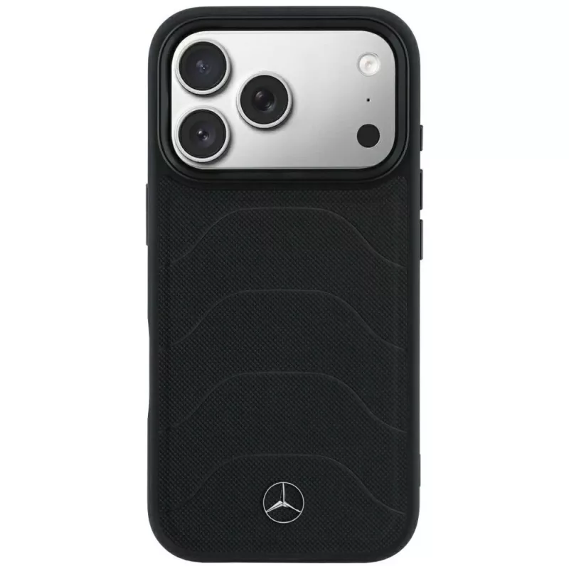Mercedes Mer008871 Leather Mesh with Bow Line MagSafe telefono dėklas iPhone 18 Pro / 17 Pro, juodos spalvos