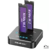 Qoltec 52633 M.2 NVMe SSD diskų dokinimo stotelė, PCIe, 2 x 8TB, USB-C 3.2, 10 Gb/s, klonavimas be kompiuterio