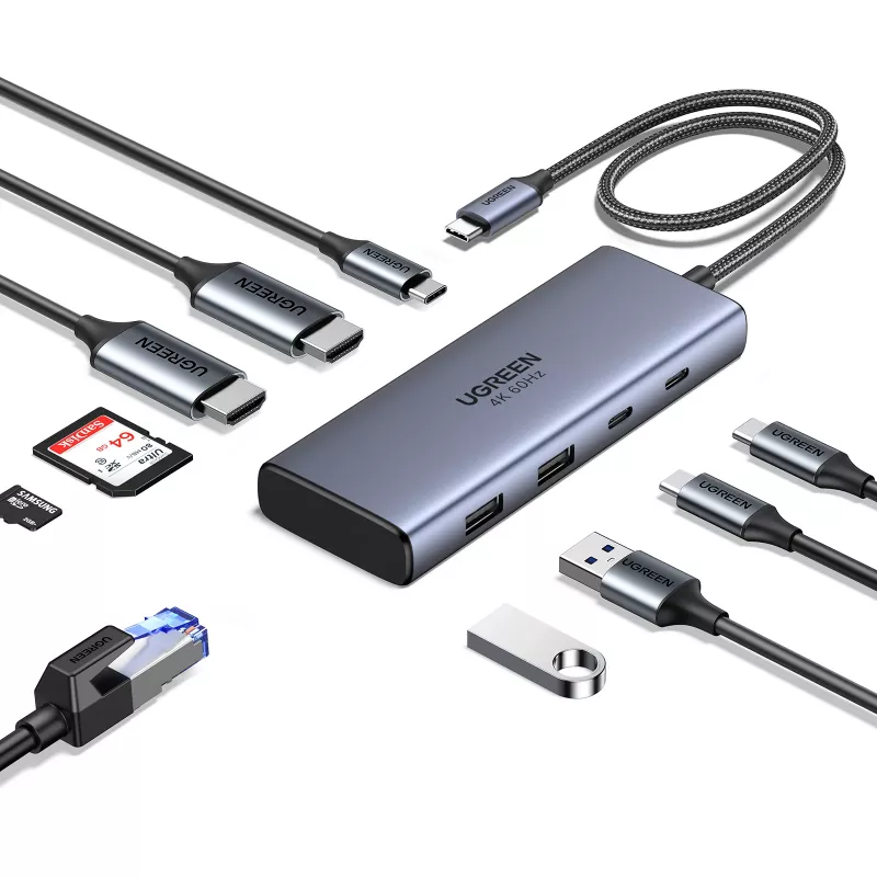 Ugreen CM498 USB šakotuvas su 1x USB-C PD, 2x USB-C ir 2x USB-A 3.2 Gen2 (45379)
